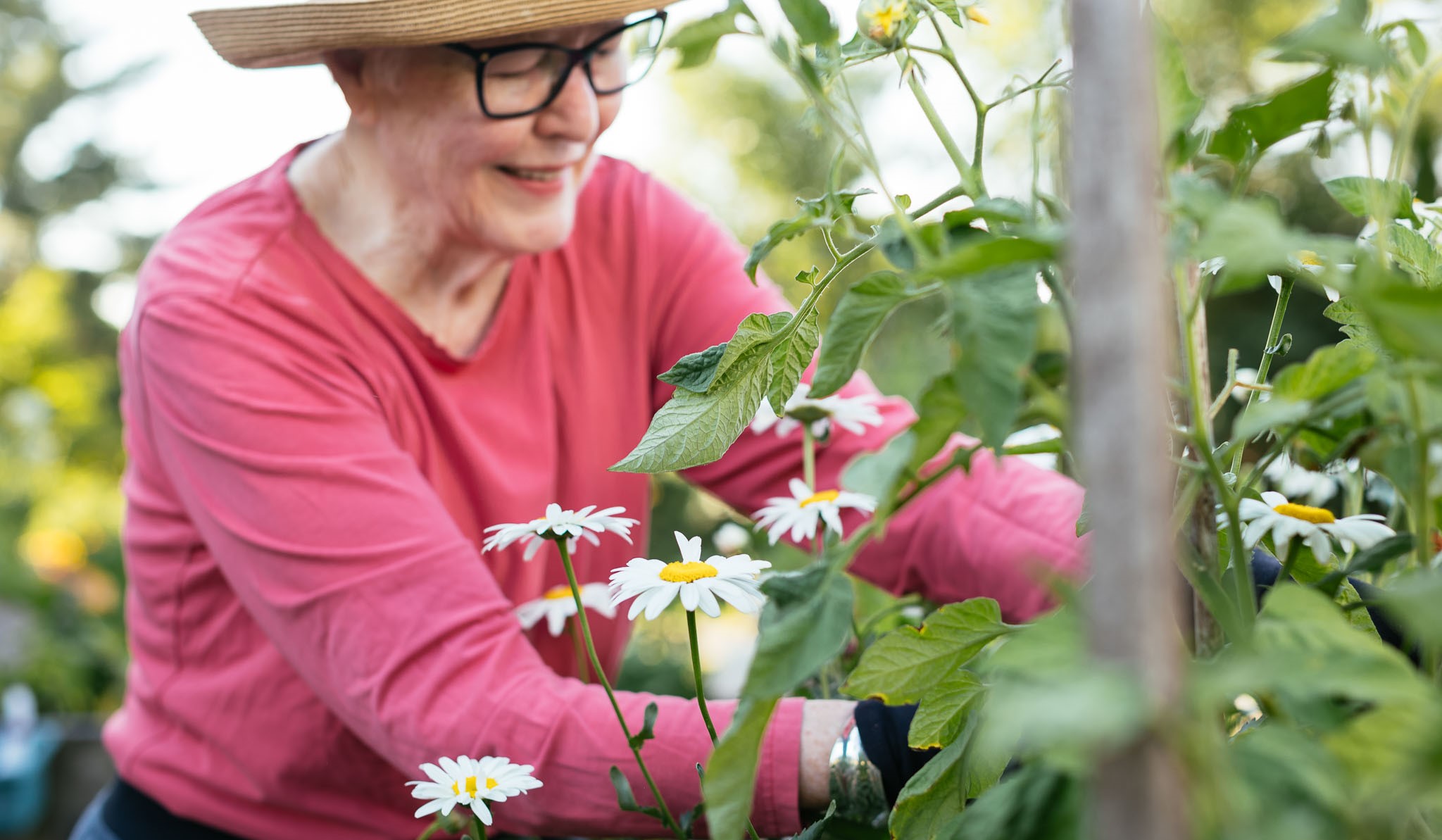 woman working with flowers