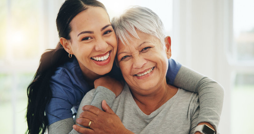 Caregiver with female older adult