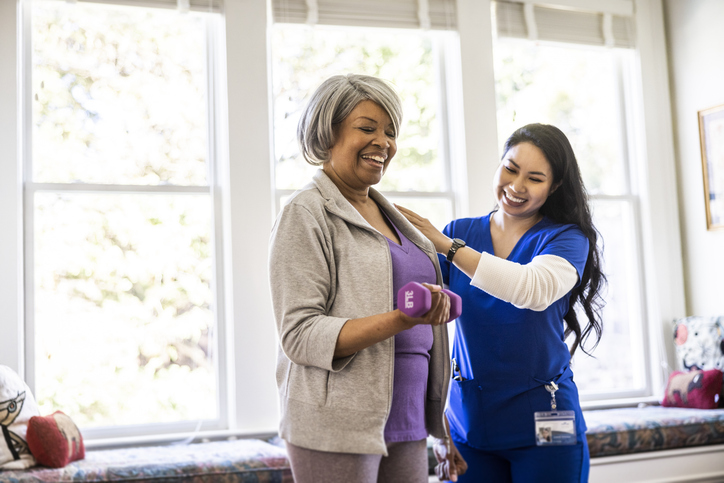 female senior with therapist