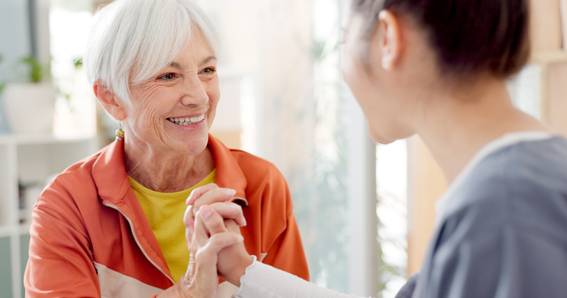 senior with caregiver